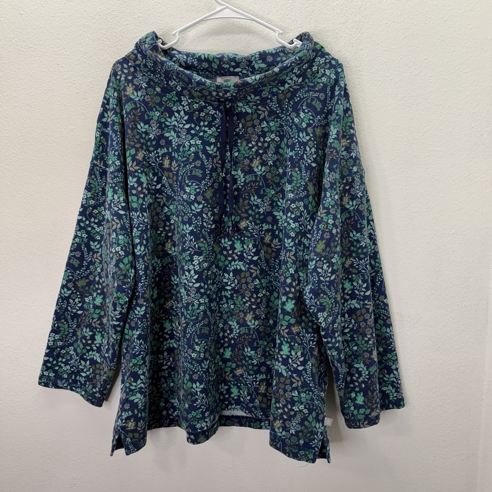 T By Talbots Long Sleeve Floral Print Top SZ 3XL Cowl Neck Long Sleeve Cotton